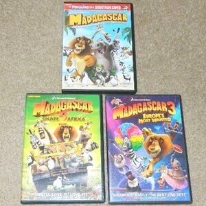 MADAGASCAR 1, 2 and 3 - Three (3) DVDs Bundle
